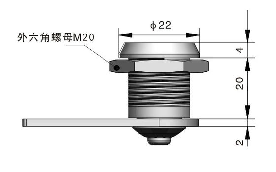 High Security Electric Cabinet Lock Height 20mm 90 Degree Turn