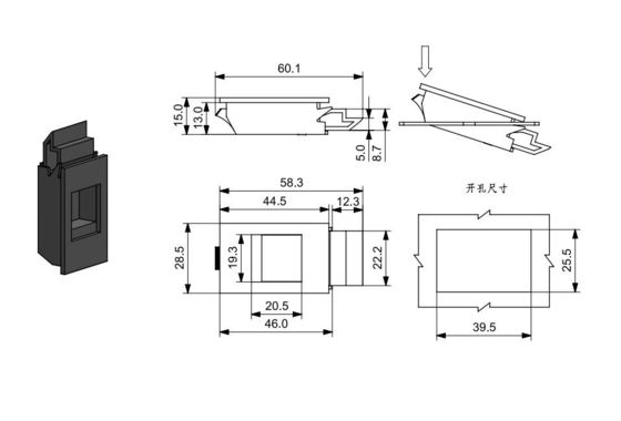 Sliding Snap Plastic Toggle Latch Abs Industrial Equipment Cabinet Handle