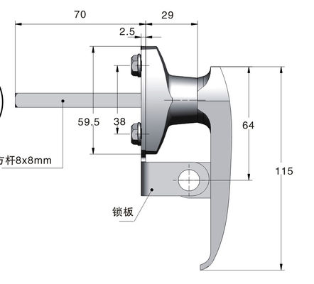 Paddlockable Garage Door Handle Lock Silver Key Cylinder Lock