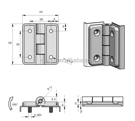 Size 40mm Zinc Alloy Hinges Rotation External Cabinet Hinge